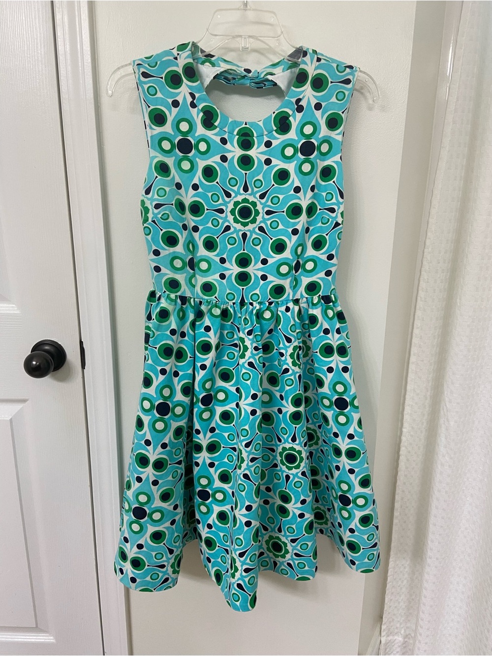 Kate Spade Florence Broadhurst Kristy Bow Dress Linen Cotton Atomic Blue Solar